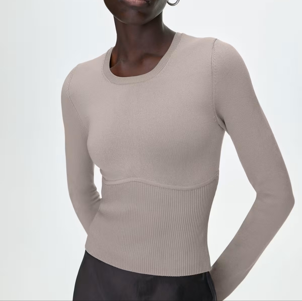 Babaton Aritzia Sculpt Knit Empire Long Sleeve Top Black Size S